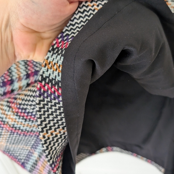 Halogen Colorful Plaid Tweed Pencil Skirt with Side Slit - Picture 7 of 11